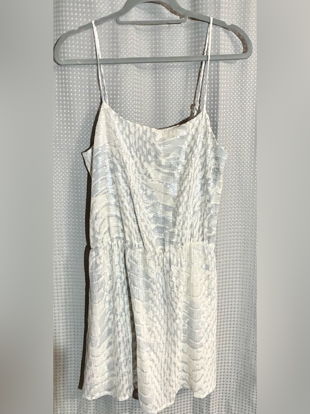 Parker Silk Sequin Slip Dress Sz S Snakeskin adj Spaghetti Straps Party Date